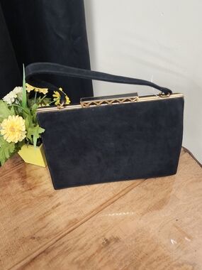 Vintage Black Suede Handbag